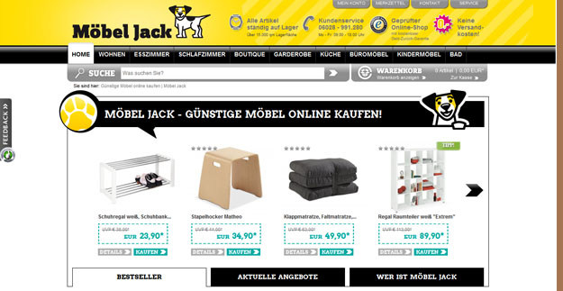 Möbel Jack Gutschein September 20 → 10€ Gutschein + 1 weiterer