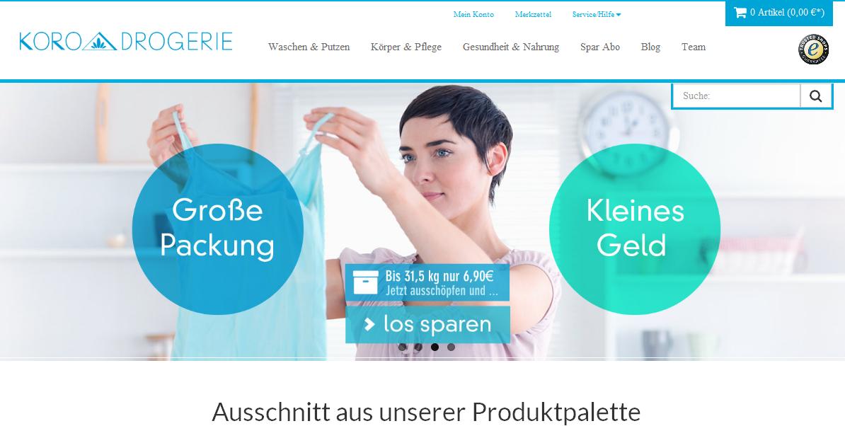 korodrogerie.de Online Shop Startseite